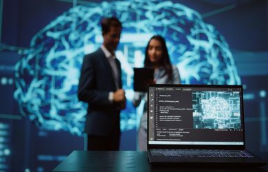 Cyber security firm team working on data security