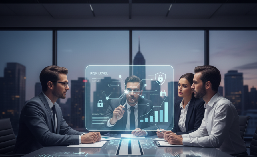 Cyber security risk assessment consulting team meeting