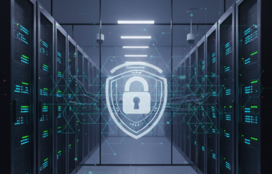 Secure server room illustrating strong data security