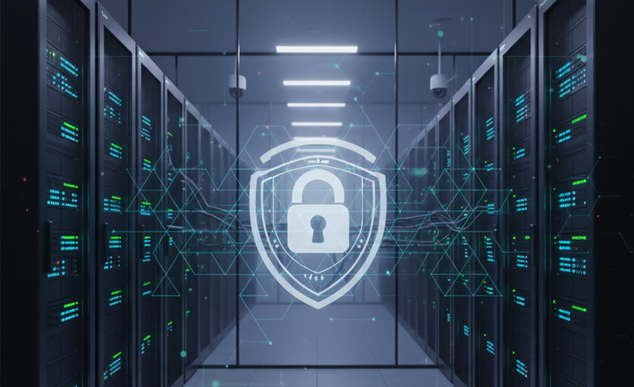 Secure server room illustrating strong data security