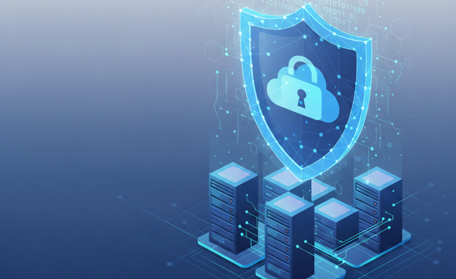 Cloud security protecting business data with secure digital infrastructure