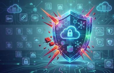 Cloud Security system protecting business data from ransomware attacks