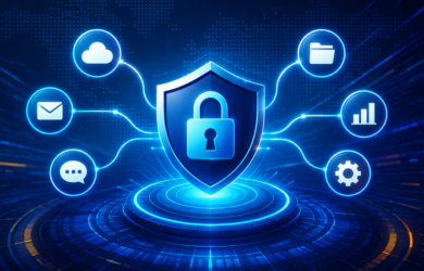 Employee using Single Sign On SSO Security for safe workplace access