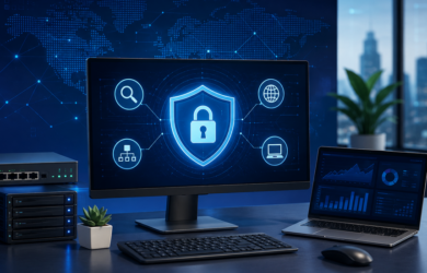Intrusion Detection and Prevention System monitoring network activity to detect cyber threats and reduce ransomware risks in a business environment.