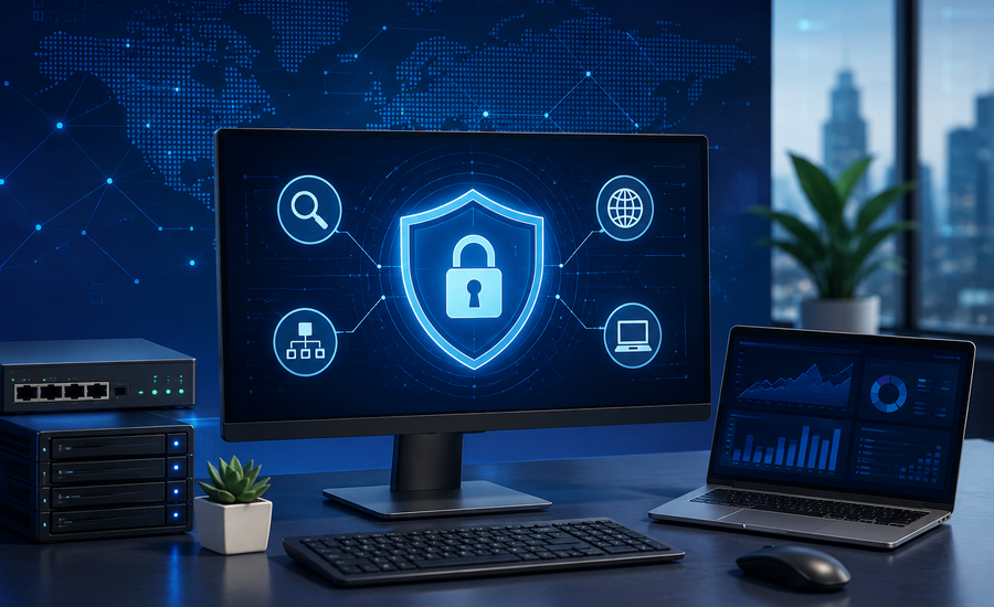 Intrusion Detection and Prevention System monitoring network activity to detect cyber threats and reduce ransomware risks in a business environment.